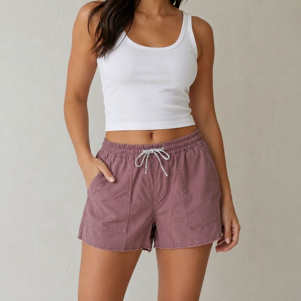Vuori Women’s XL Dusty Rose Ripstop Drawstring Shorts Organic Cotton Casual